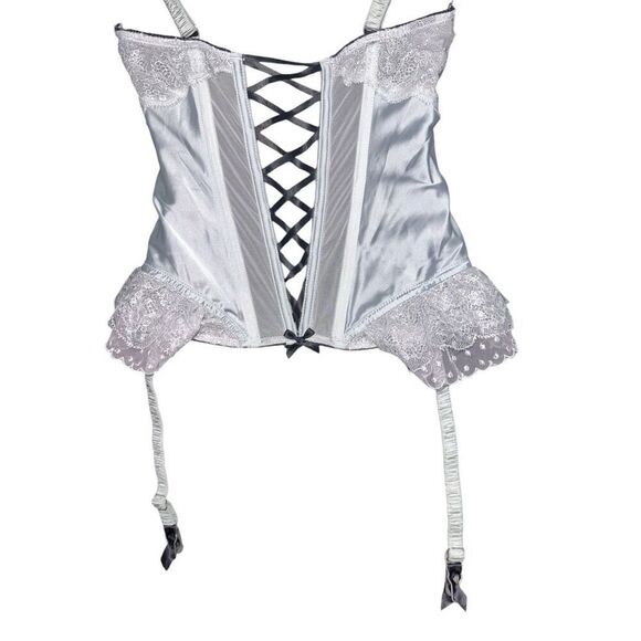 RARE FIND Victoria's Secret Lace-Up Corset Bra Satin green/Blue/grey colored Top - Picture 5 of 10